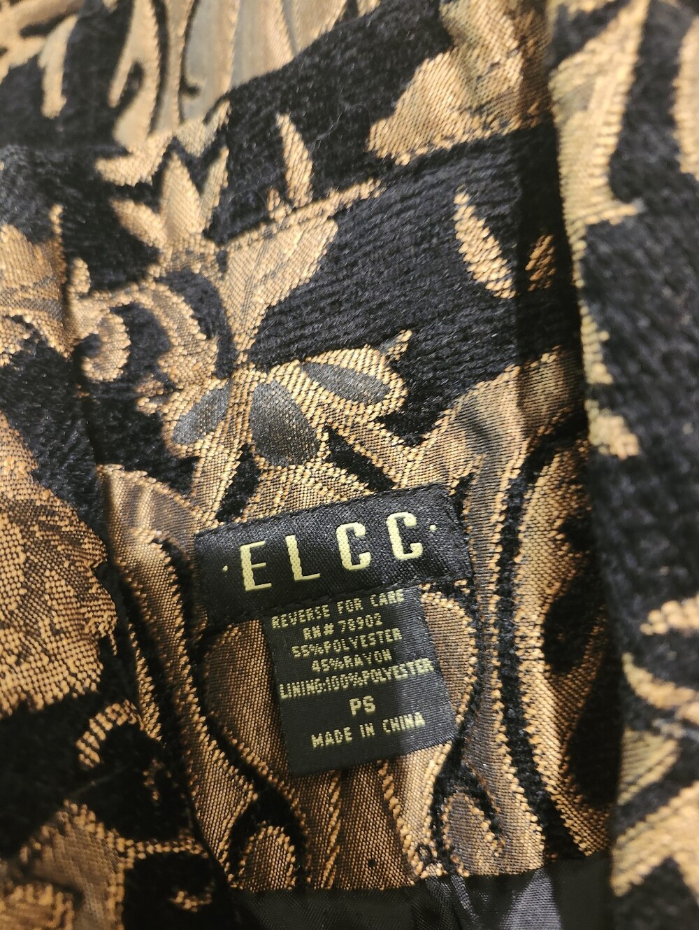 Vintage Y2K Gold & Black Brocade Pattern Lush Classy Glamour Jacket PS - Picture 6 of 8